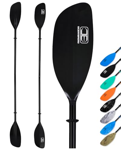 OCEANBROAD Kayak Paddle 86in/218cm Alloy Shaft 2-Piece Floatable Kayak Oar for Kayaking Canoeing Boating, 1 Paddle, Black