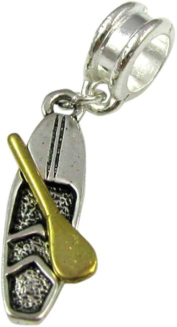 Canoe Kayak Boat with Paddle Charm, Kayak Charm for Bracelet, Canoe Bead
