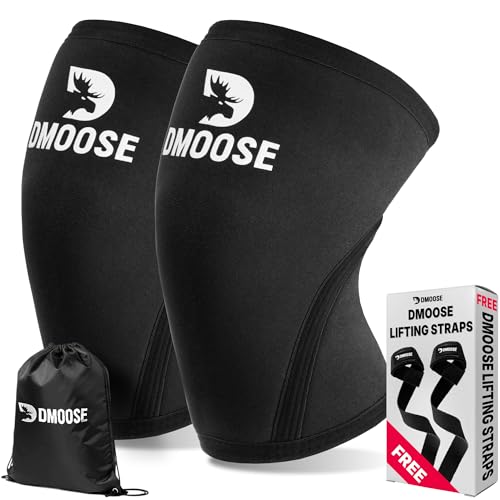 DMoose Fitness Knee Sleeves for Weightlifting (Pair) 78" Knee Wraps for Squats, Powerlifting & Joint Stability