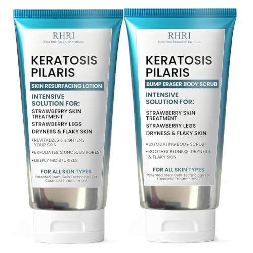 KP Bump Eraser Body Set with 10% AHA | Keratosis Pilaris Treatment | Keratosis Pilaris Lotion | Exfoliating Body Scrub | Bundle Set for Bump, Strawberry Legs, Redness, Dryness