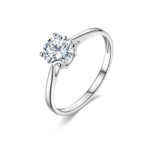 CRITI RORA 0.5 Carat Lab Grown Diamond Engagement Ring 14K White Gold,IGI Certified Round Cut (E-F Color VS1-VS2) Classic 4-Prong Ring for Women,Wedding Ring (0.5 Carat, 7)