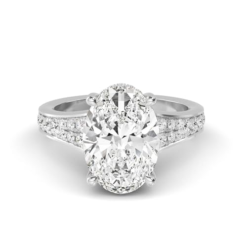 Houston Diamond District 1 to 5 Carat Oval Shape LAB GROWN Diamond Vintage Engagement Ring Wedding Ring for Women (Color D-E Clarity VS1-VS2) 14K White Gold 1 Carat Size-6