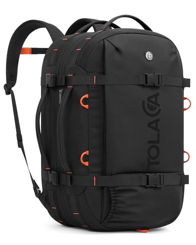 Tolaccea Travel Backpack for Men Women, 40L-50L Carry On Backpack with Wet Dry Compartment, TSA Approved Laptop Daypack Fits 15.6", Convertible Expandable Large Rucksack Duffel Bag for Work Travel