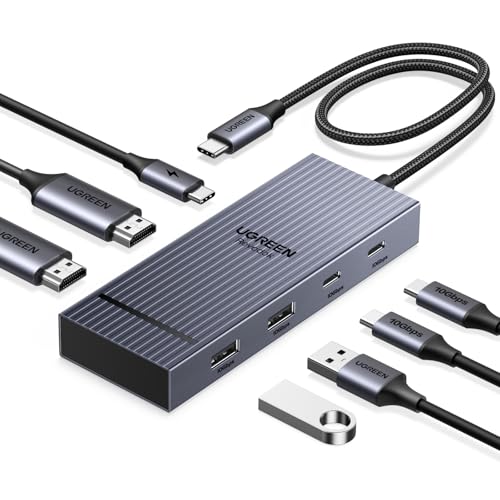 UGREEN 7-in-1 Docking Station Dual Monitor, USB C Hub Dual 4K@60Hz HDMI Display, 10Gbps USB-A/C Data Ports, 100W PD, Aluminum Revodok Pro Laptop Docking Station for HP, Thinkpad, Dell and More Laptop