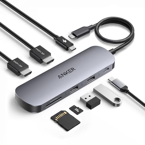 Anker Nano Laptop Docking Station Dual Monitor, 8-in-1 USB C Dock with 4K@60Hz HDMI, 10Gbps 1 USB-C, 2 USB-A, 85W PD, SD/TF Card Reader, for Dell,Lenovo, HP, and Windows Laptops (Charger Not Included)