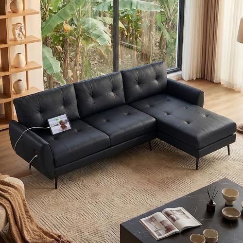 TYBOATLE 89'' 3 Seat L Shaped Sofa, Black