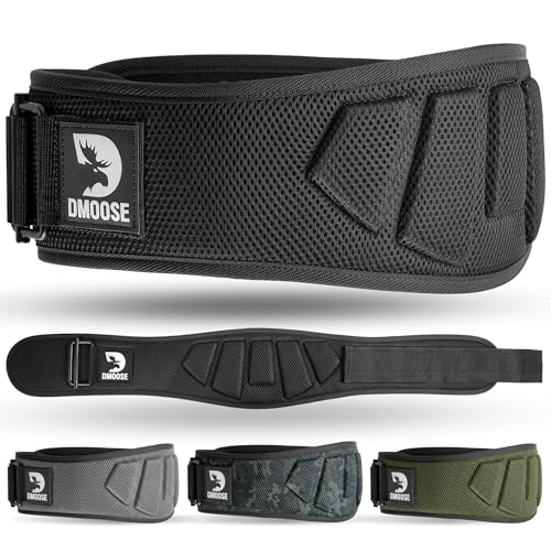 DMoose Fitness Weight Lifting Belt for Squats, Deadlift & Intense Workout - 6" Adjustable Fit Auto Lock Weightlifting Belt for Men & Women - Neoprene Gym Belts for Stability (Black 2.0)