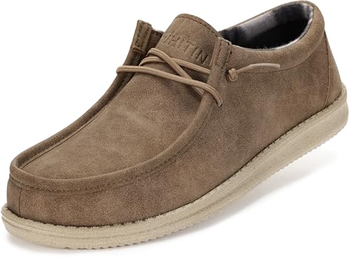 WHITIN Men's Slip-on Loafers Fashion Boat Shoes, Light Brown, 10