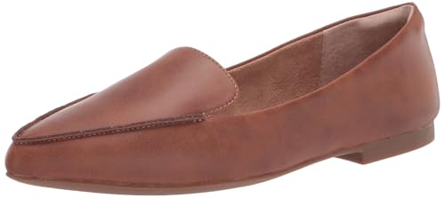 Amazon Essentials Women's Loafer Flat, Chestnut Brown Faux Leather, 8.5
