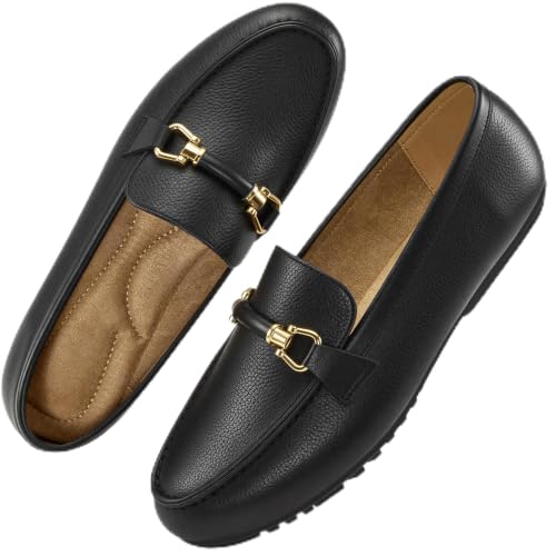 HARENCE Loafers for Women Comfortable Slip On Business Work Flats Shoes Casual Driving Moccasins Penny Loafer Black