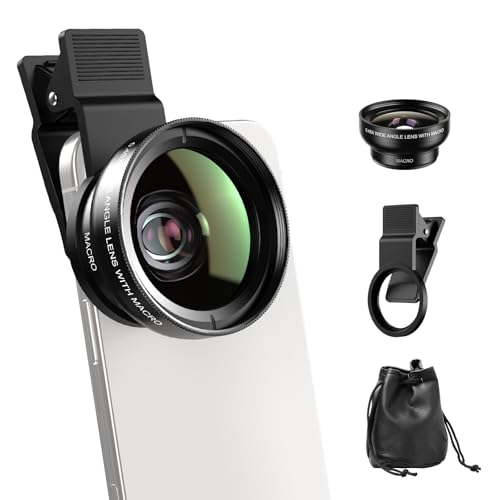 APEXEL 0.45x Wide Angle & 12.5X Macro Lens, Clip-On Phone Camera Kit
