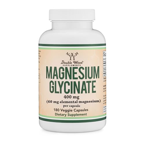 Double Wood Magnesium Glycinate 400mg for Sleep, Relaxation, and Recovery, 180 Capsules