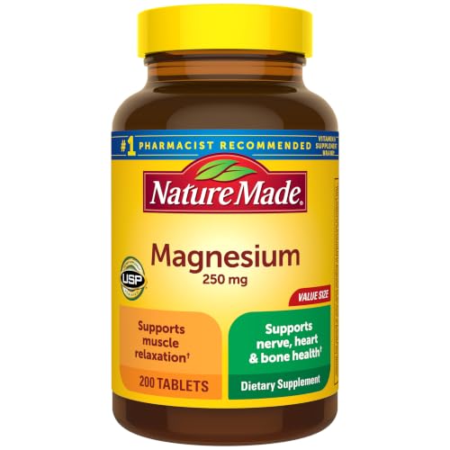 Nature Made Magnesium Oxide 250 mg for Muscle Relaxation, 200 Tablets