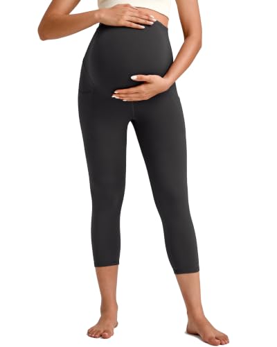 G4Free Maternity High Waist Leggings for Women(Black,L)