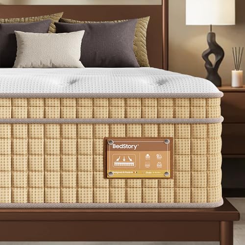 BedStory Extra Firm King Size Mattress 14 Inch, Hybrid Mattress for Back Pain Relief & Heavy People, Zoned Lumbar Support, No Sagging Pocket Spring Mattress in a Box, Made in USA, 10-Year Warranty
