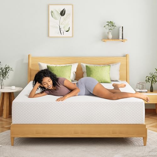 EGOHOME 12 Inch Queen Mattress, Memory Foam Mattress in a Box with Cooling Green Tea Gel, Relieve Pressure with Medium Firm Support, CertiPUR-US Certified, 80''L x 60''W, White