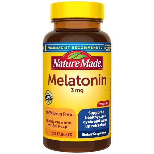 Nature Made Melatonin 3mg Sleep Aids for Adults, 240 Tablets