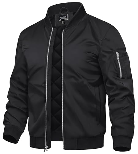 TACVASEN Bomber Jacket Men Fleece Windbreaker Water-Resistant for Travel