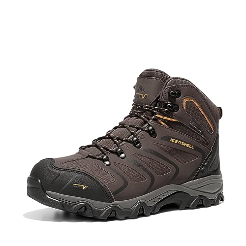 NORTIV 8 Men's Ankle High Waterproof Hiking Boots,Brown/Black/Tan,12