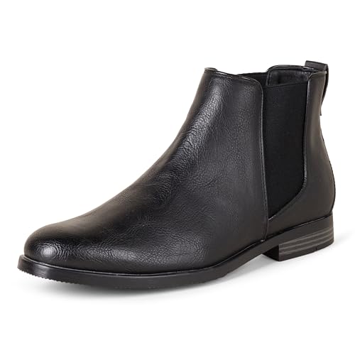 Amazon Essentials Men's Leather Chelsea Boot, Black, 10
