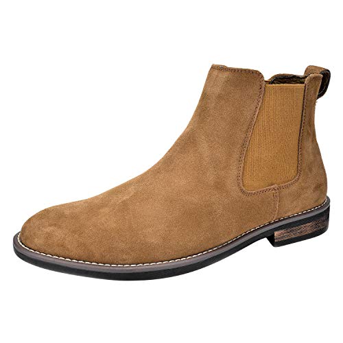 Bruno Marc Men's Classic Chelsea Ankle Dress Boots,Tan,12