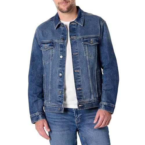 Amazon Essentials Men's Heavyweight Low Stretch Regular-Fit Denim Jacket, Chest Patch Pockets, Stone Medium Wash, X-Large