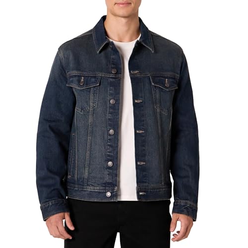 Amazon Essentials Men's Heavyweight Low Stretch Regular-Fit Denim Jacket, Chest Patch Pockets, Tinted Dark Wash, X-Large