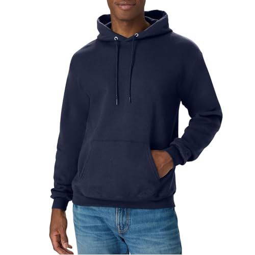 Hanes Men's Pullover EcoSmart Hooded Sweatshirt, Navy, XX-Large