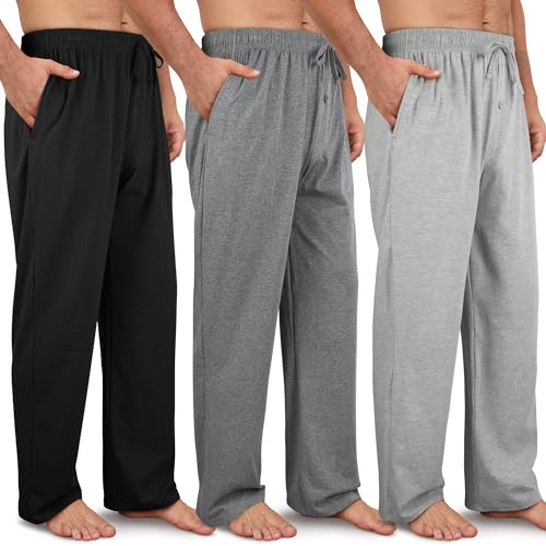 Wenouy 3 Pack Men's Cotton Pajama Pants Soft Pjs Bottoms Lounge Sleepwear