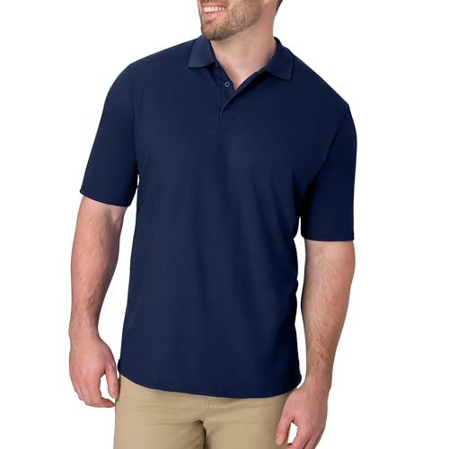 Hanes Men's Short Sleeve X-Temp W/ FreshIQ Polo, Navy, Large