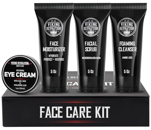 Viking Revolution Men's Facial Skin Care Kit - 4 Piece Set