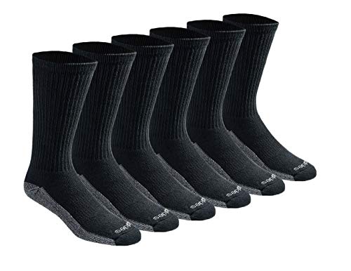 Dickies Men's Dri-Tech Original Moisture Control Crew Socks, Available in M-XXL (6, 12, 18 Pairs), Black (6 Pairs), Large