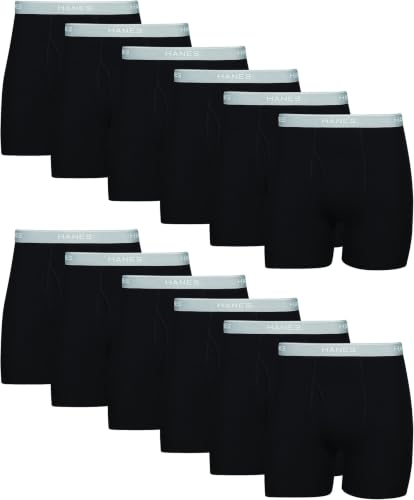 Hanes Mens Underwear Briefs, Cool Dri Moisture-wicking Cotton No-ride-up For Men, Multi-packs Available Boxer, 12 Pack - Black, Medium US