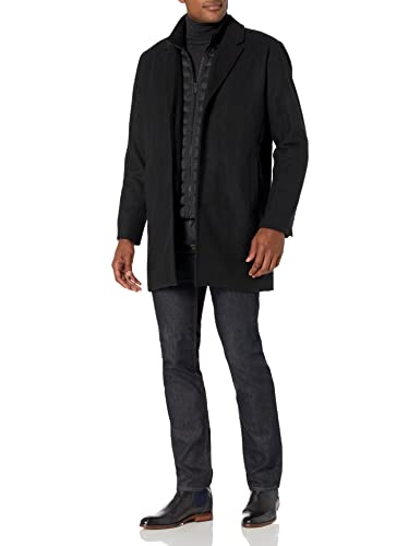 Dockers Men's Henry Wool Blend Top Coat (Regular and Big & Tall Sizes) , Black, Small