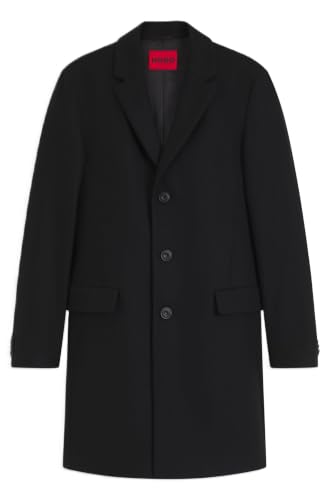 HUGO, Soft Wool Blend Overcoat, pitch black, 40R