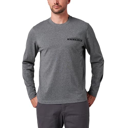 Lucky Brand Workwear Long Sleeve Core Logo Graphic T-Shirt, Med Grey HTHR, Large
