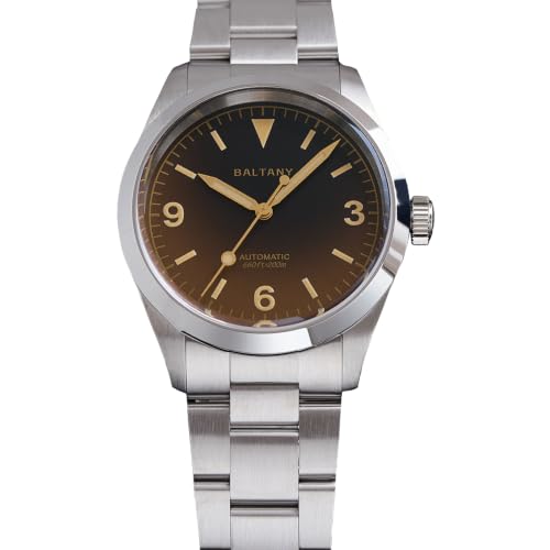 Baltany S4091 39mm Automatic Adventure Style Watch, Retro GADA Watch,Coffee