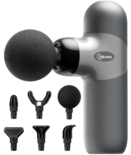 cotsoco Mini Massage Gun, Deep Tissue Percussion Muscle Massager, Compact Portable Handheld Massager with 6 Heads & 4 Speeds, Quiet for Home, Gym, Office, Travel, Gift for Men and Women