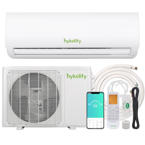 Hykolity Wifi Enabled 12,000 BTU Mini Split Air Conditioner & Heater, 20 SEER2 115V Split AC Unit Ductless Inverter System with Heat Pump, Installation Kits - Cools Rooms up to 750 Sq.Ft
