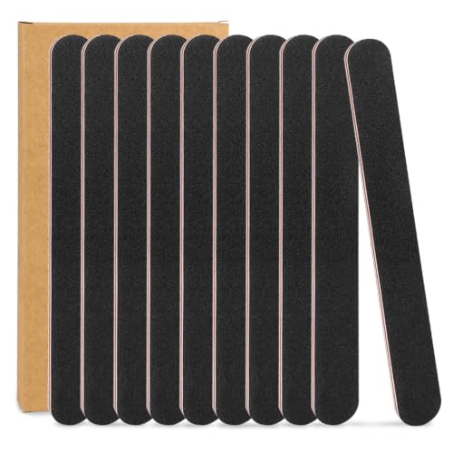 HeeYaa 10 Pack Nail Files, Professional Double Sided 100/180 Grit Emery Board for Manicure Pedicure, Black