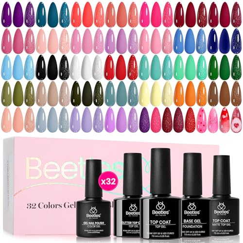 Beetles Fall Gel Polish Set, Fingertip Palette Collection, 32 Colors