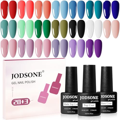 JODSONE 23 PCS Gel Nail Polish Set with Base Glossy and Matte Top Coat