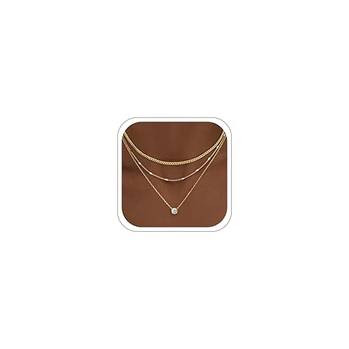 WomenGifts Layered Gold Necklaces for Women, 14K Gold Plated Dainty Cute Pendant Necklace Jewelry Set, Chunky Stackable Cuban Chain Choker Collar, Trendy Waterproof Non Tarnish Jewelry Gift for Mom