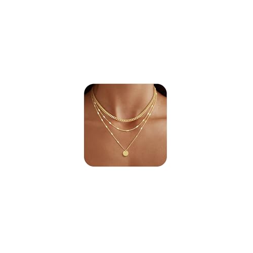 JECOMY 14K Gold Plated Layering Necklaces For Women Gold Necklace Set, Cuban Link, Snake Chain, Paperclip Layered Chains, Twisted Rope and Twisted Chain, Trendy Layering Necklace