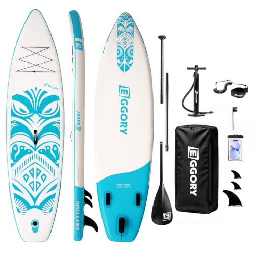 Inflatable Paddle Board,Stand Up Paddle Board Set, Extra Wide SUP Board with Removable Fin, Floating Paddle, Hand Pump, Waterproof Phone Pouch,Traveling Board