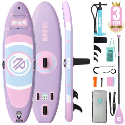 Niphean（Ultra-Light） Inflatable Paddle Board with StabilTrac Fin and Durable SUP Accessories, 10' Stand Up Paddle Boards for Adults & Youth, Versatile Yoga Paddle Board, Gift Ideas-Lavender Whispers