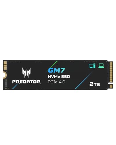 Acer Predator GM7 2TB SSD: M.2 2280 PCIe Gen 4 x4 NVMe 2.0, Read Speed Up to 7400 MB/s