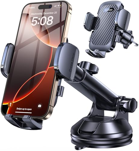 Romuto Phone Holders for Your Car Phone Holder Mount【Super Suction】Cell Phone Holder for Car Accessories for Women Men【360° Adjustable】Suction Phone Mount for Car, Window, Bathroom for iPhone Samsung