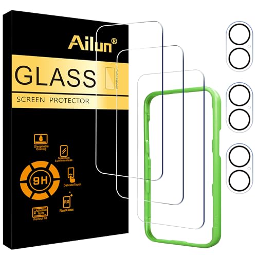 Ailun 3 Pack Screen Protector for iPhone 17 [6.3 inch] + 3 Pack Camera Lens Protector with Installation Frame,Dynamic Island Compatible,Case Friendly Tempered Glass[Not for iPhone 17 Pro/Pro Max/Air]