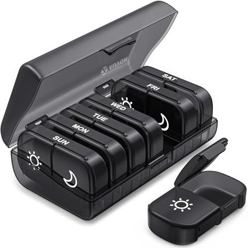 AUVON Weekly Pill Organizer 2 Times a Day, One-Side Large Opening, Easy‑Use